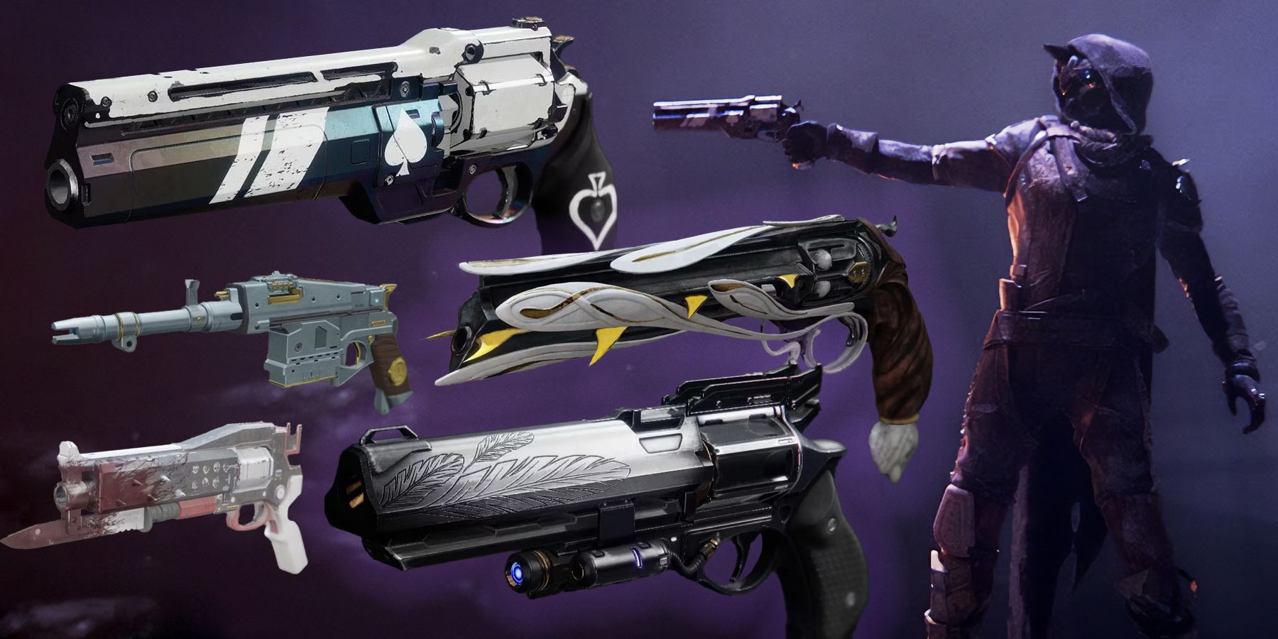 A collage of hand cannons in Destiny 2