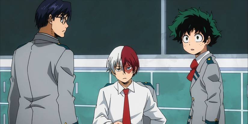 Tenya Iida, Shoto Todoroki, and Izuku Midoriya