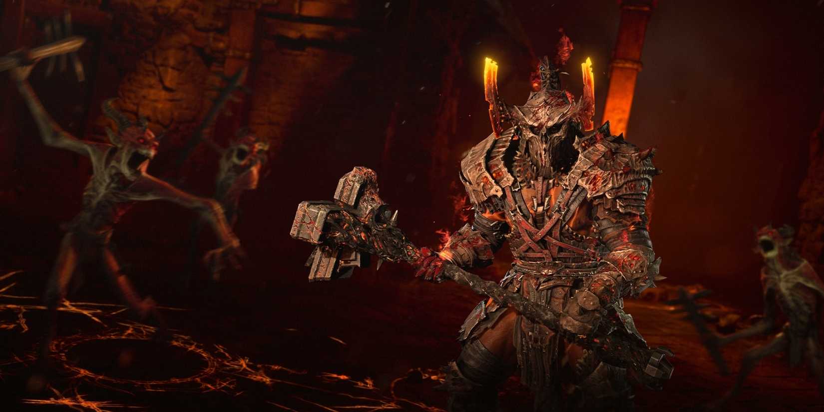 An armored character holding a mace in Diablo 4