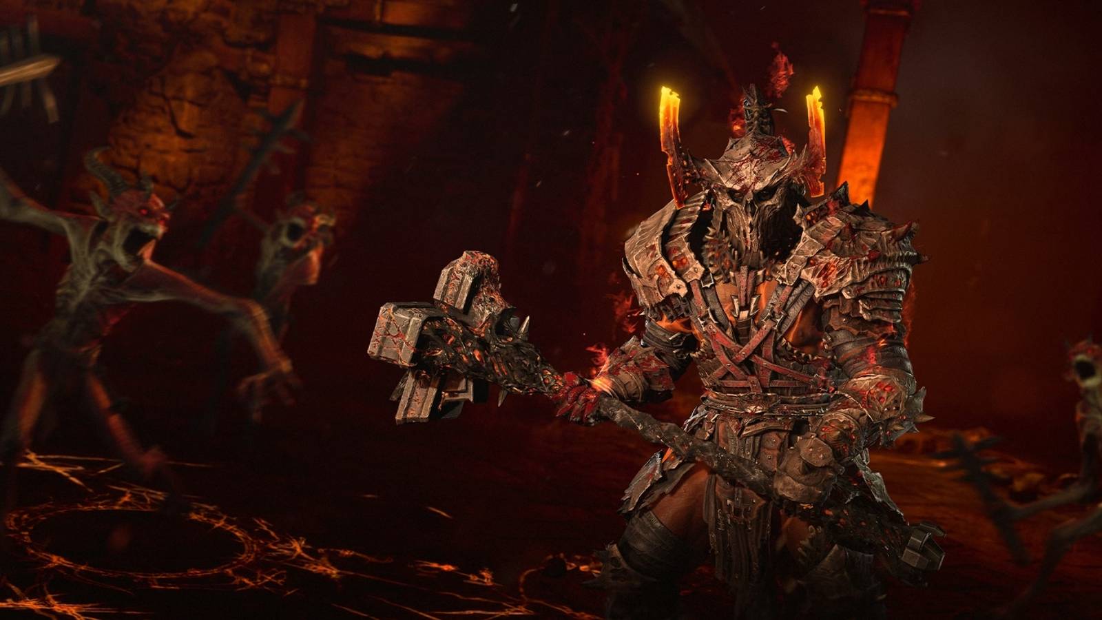 An armored character holding a mace in Diablo 4