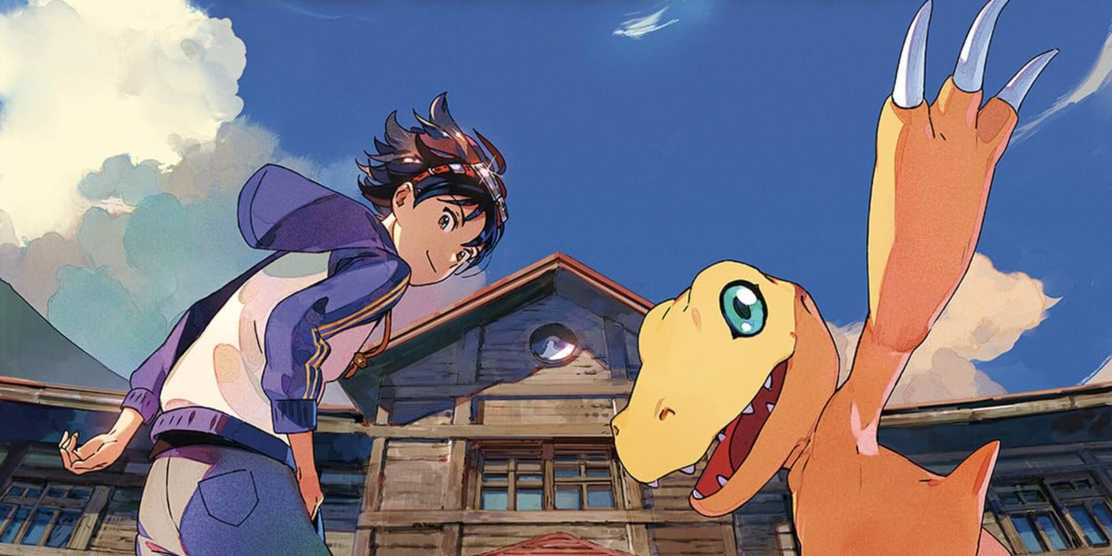 Takuma and Agumon in cover art for Digimon Survive