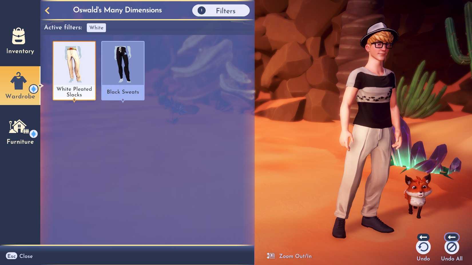 disney dreamlight valley - putting on a white and black outfit