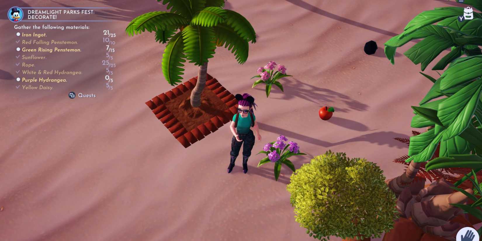 disney dreamlight valley purple hydrangea