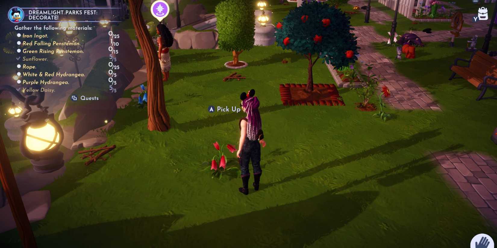 disney dreamlight valley red falling penstemon