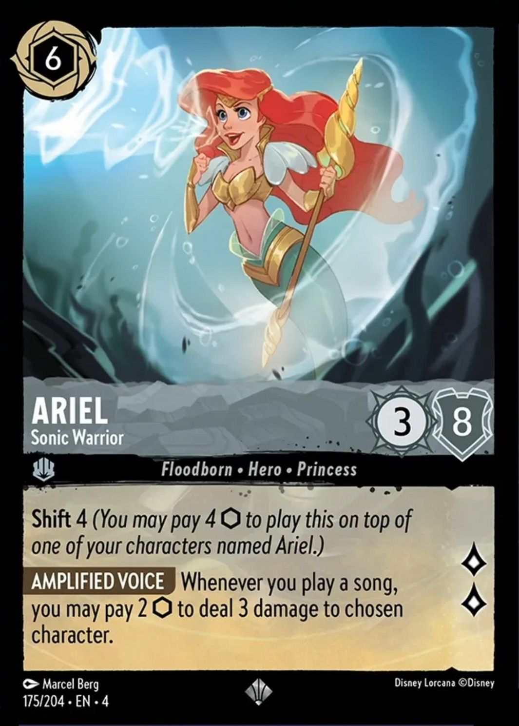 lorcana ariel card Ariel Sonic Warrior 220 204 Case | Lorcana