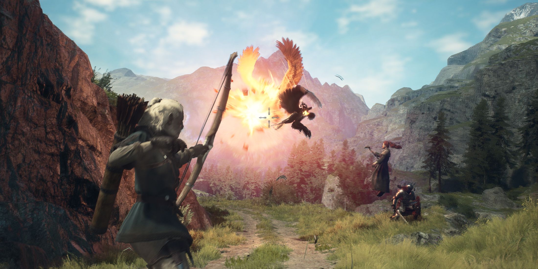Dragon's Dogma 2 Archer firing at a Griffin