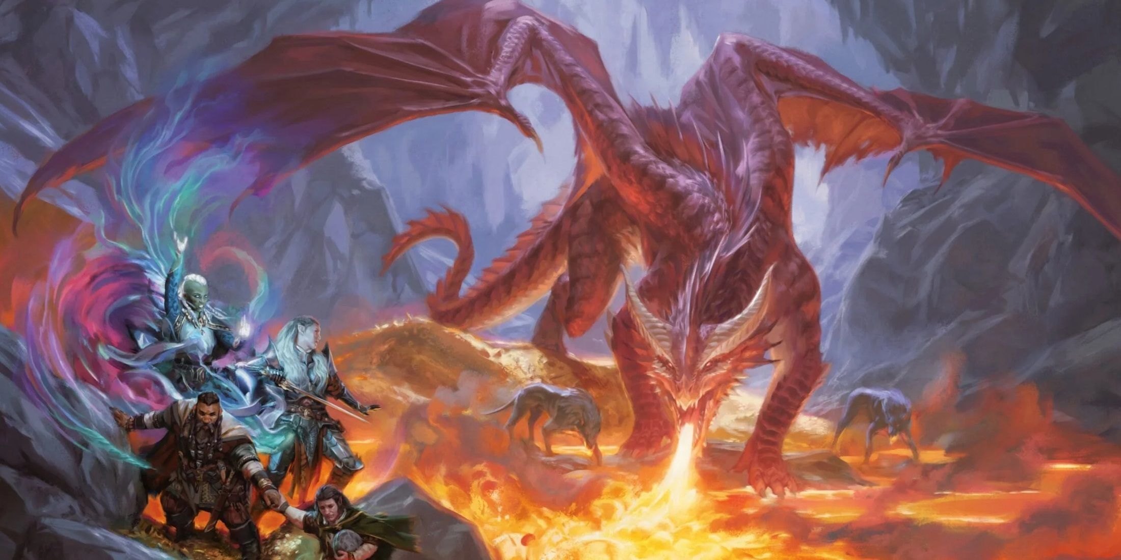 Dungeons And Dragons Red Dragon Fighting Adventurers