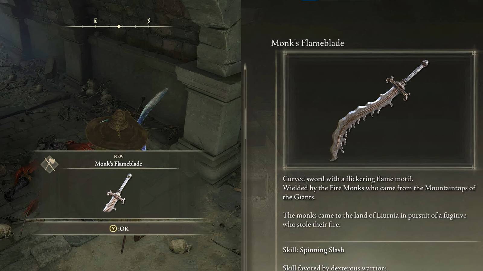 Elden Ring - Monk's Flameblade location guide
