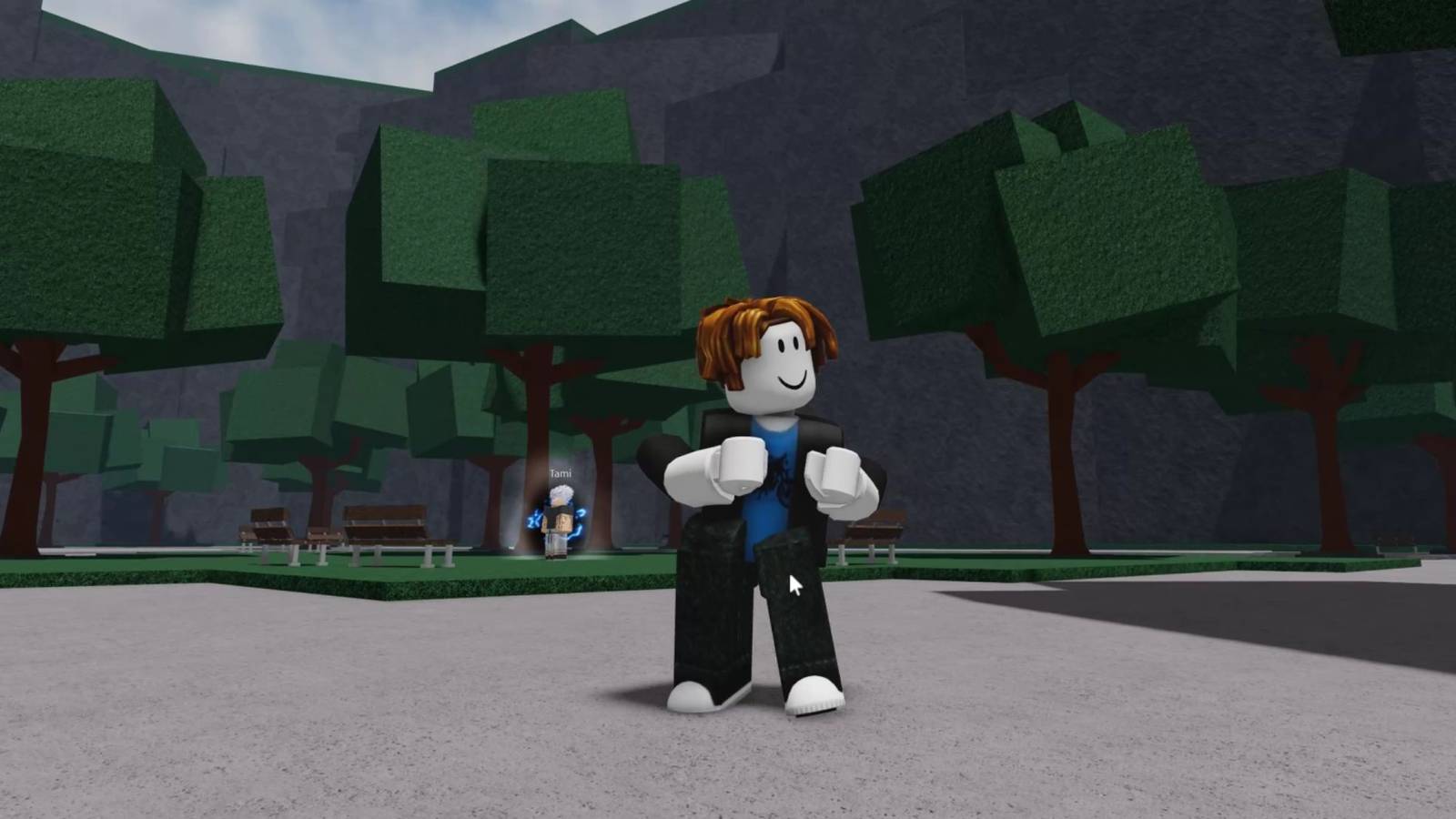 A Roblox character Emoting in The Strongest Battlegrounds