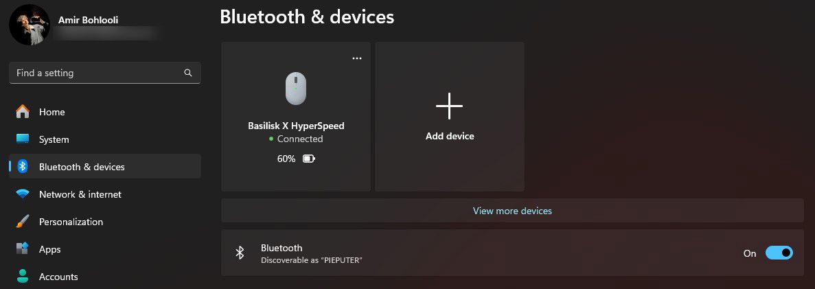 Enabling Bluetooth in Windows