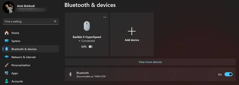 Enabling Bluetooth in Windows