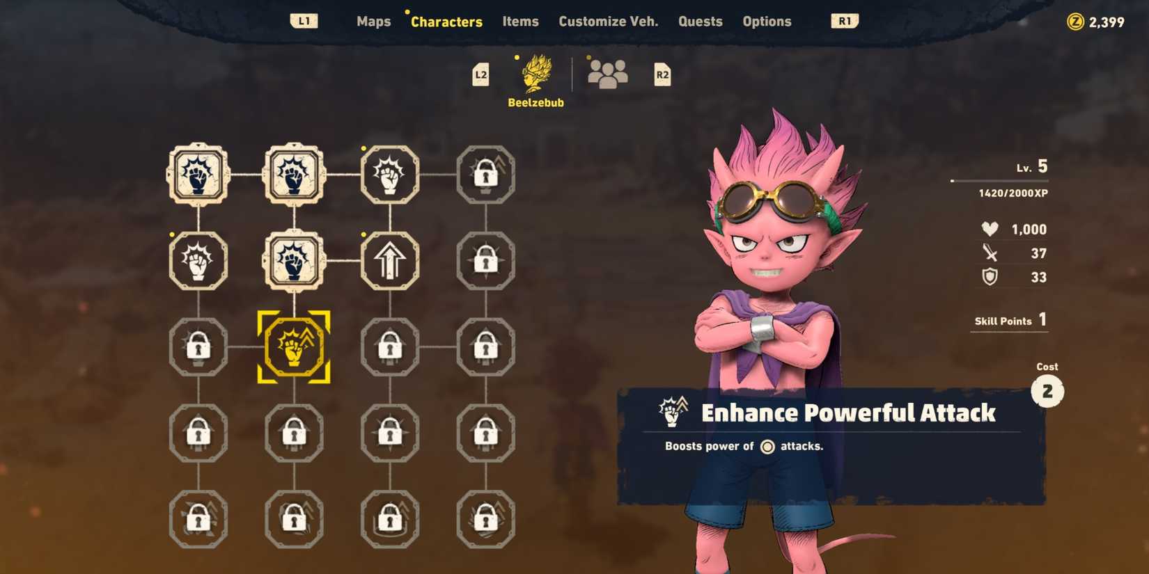 Enhance Powerful Attack skill in Sand Land