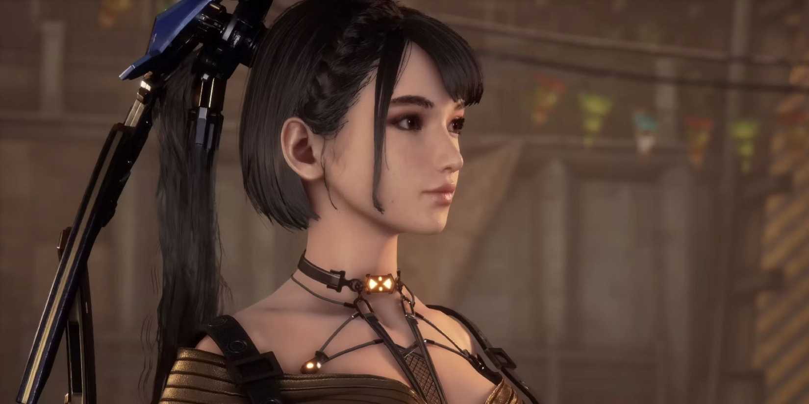 stellar blade eve close up headshot in profile