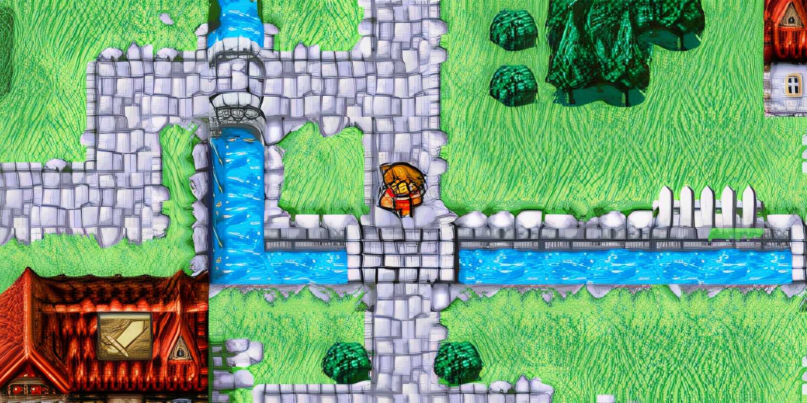 Exploring a town in Final Fantasy 1 And 2 Dawn of Souls