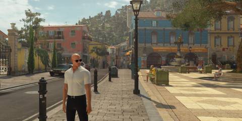 Exploring a town in Hitman (2016)