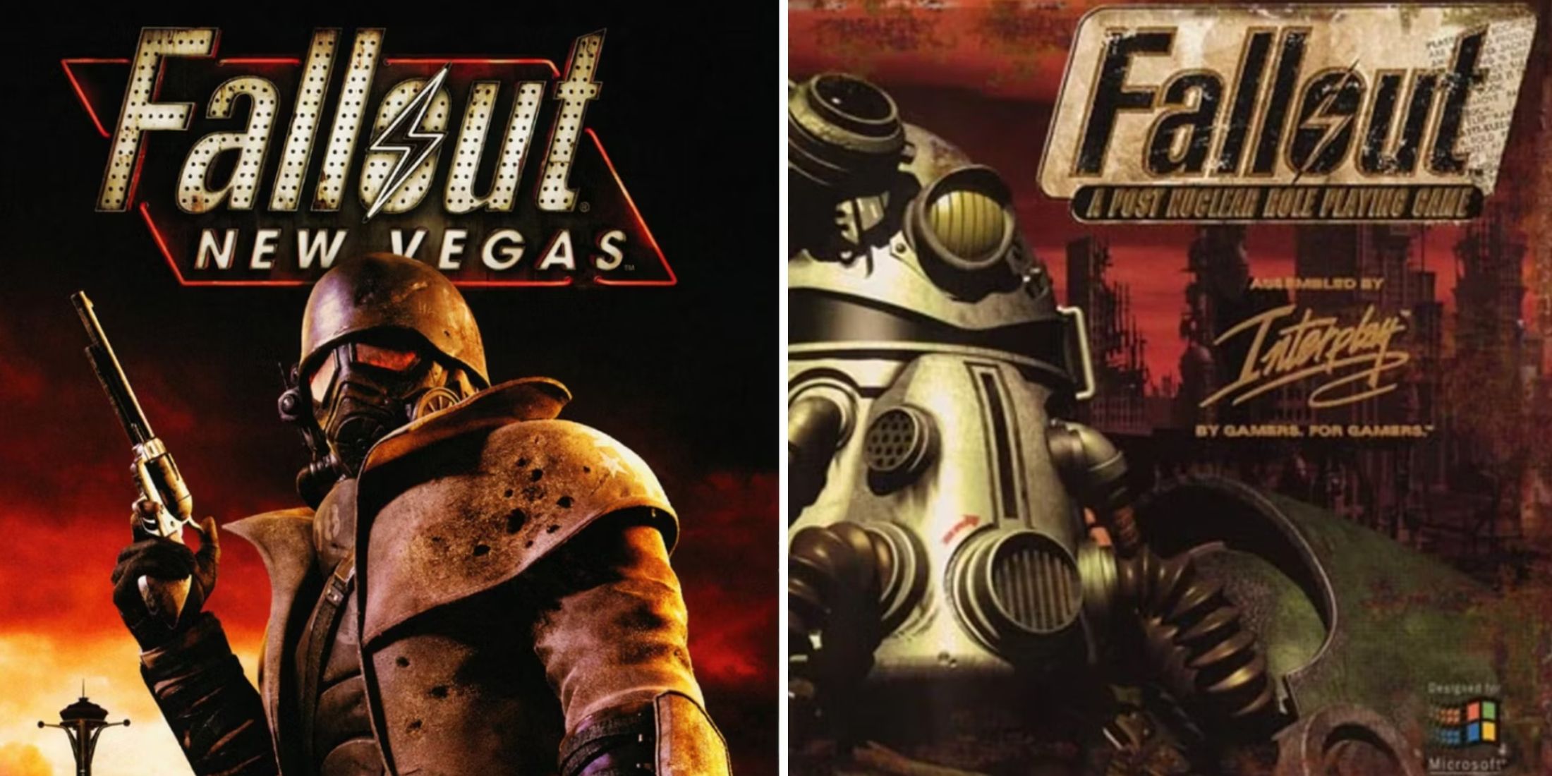 A split image of Fallout New Vegas and Fallout