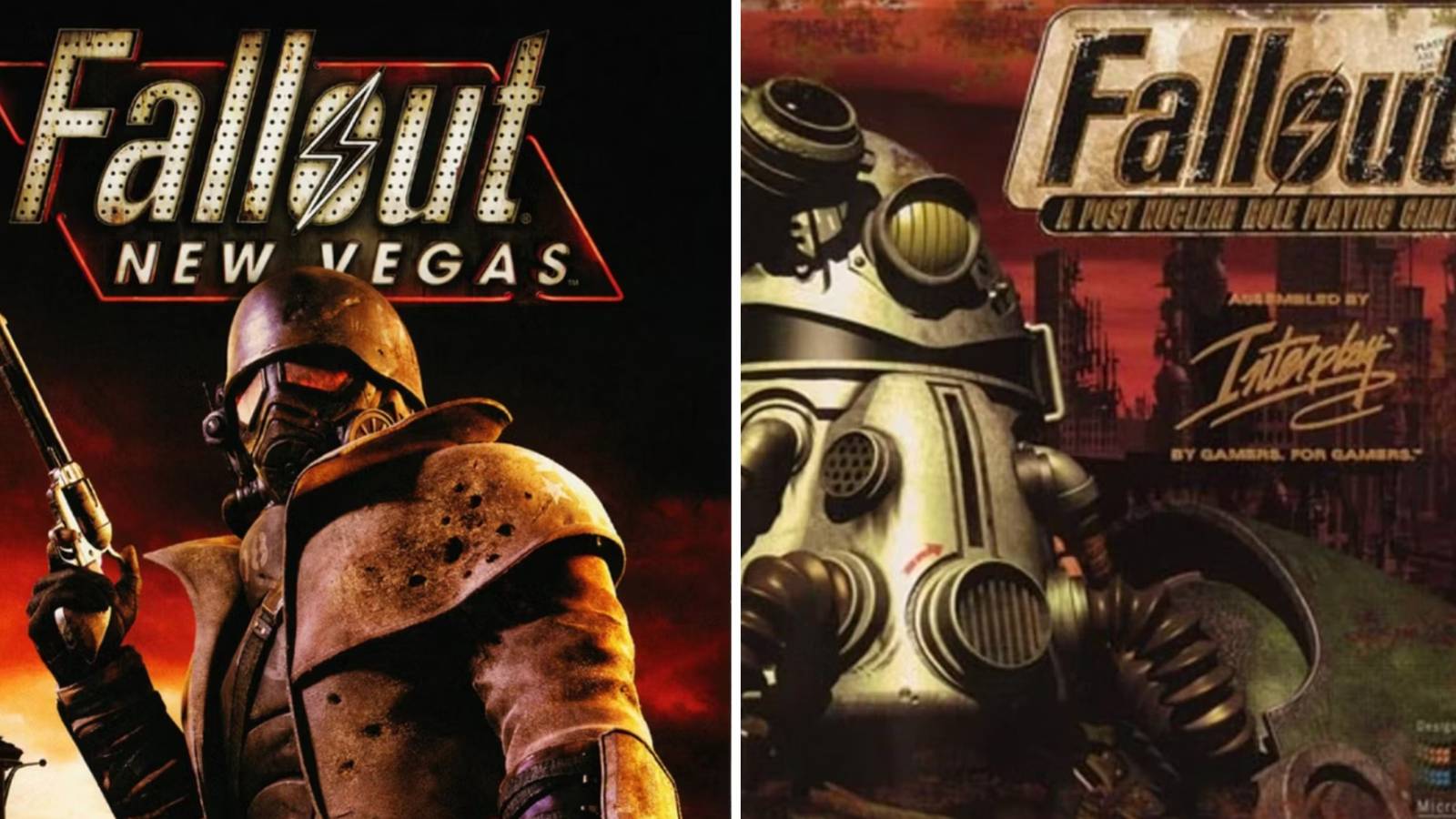 A split image of Fallout New Vegas and Fallout