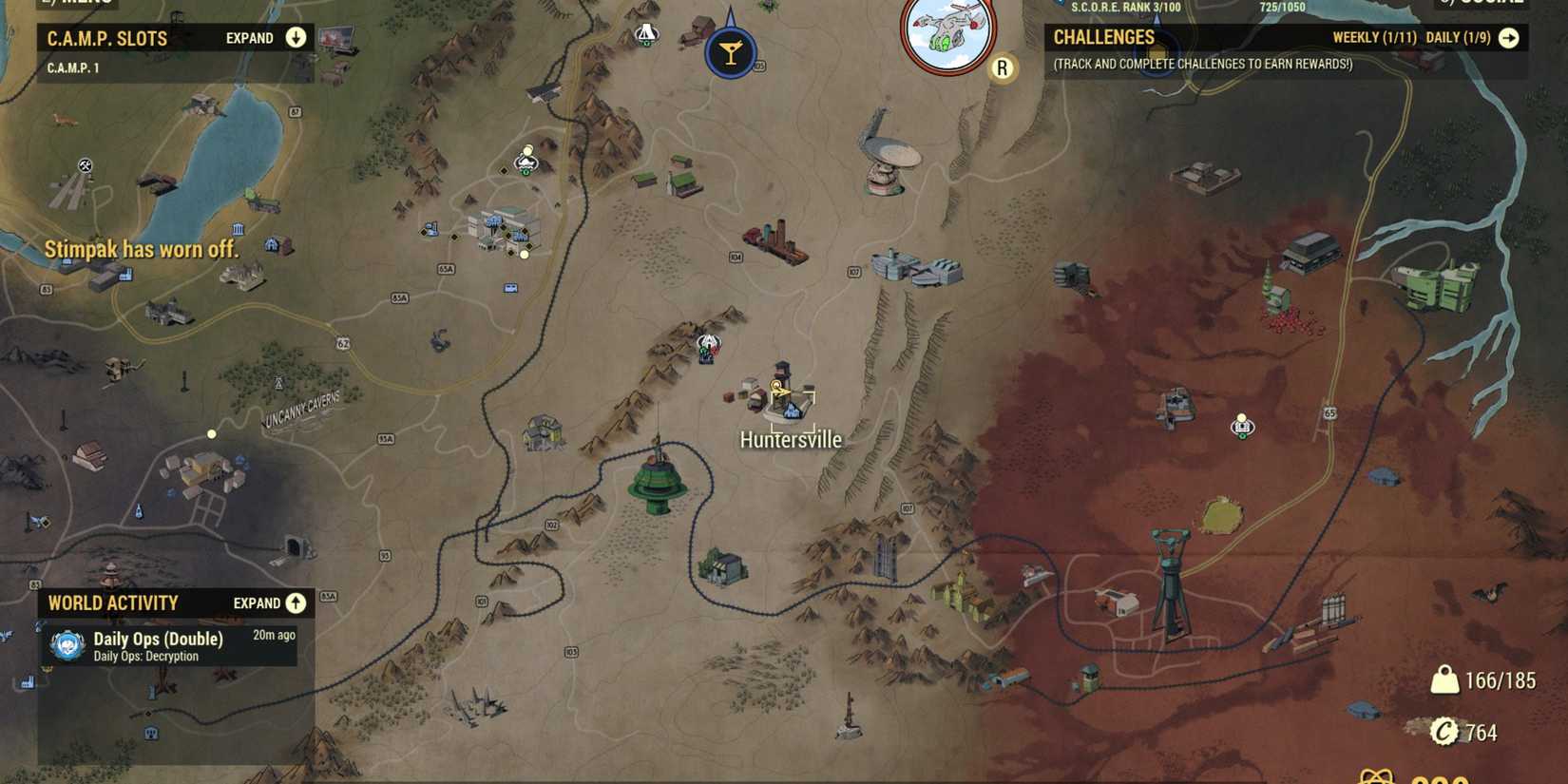 Fallout 76 - Huntersville on the map