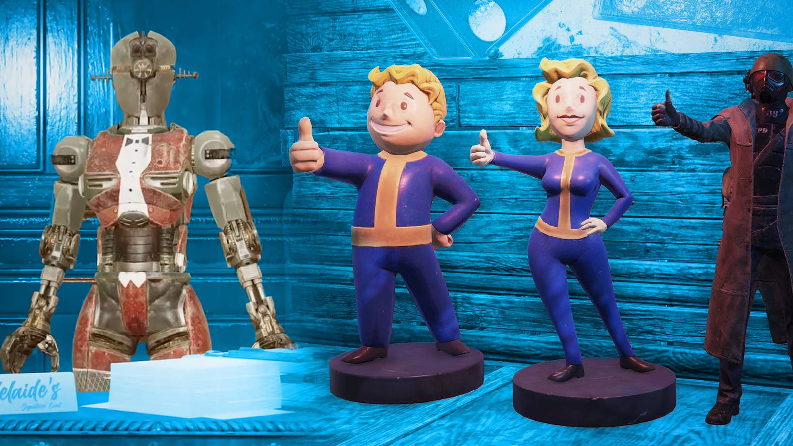 Fallout 76 Lite Ally Adelaide Vault Boy Vault Girl First Ranger Armor character thumbs up composite