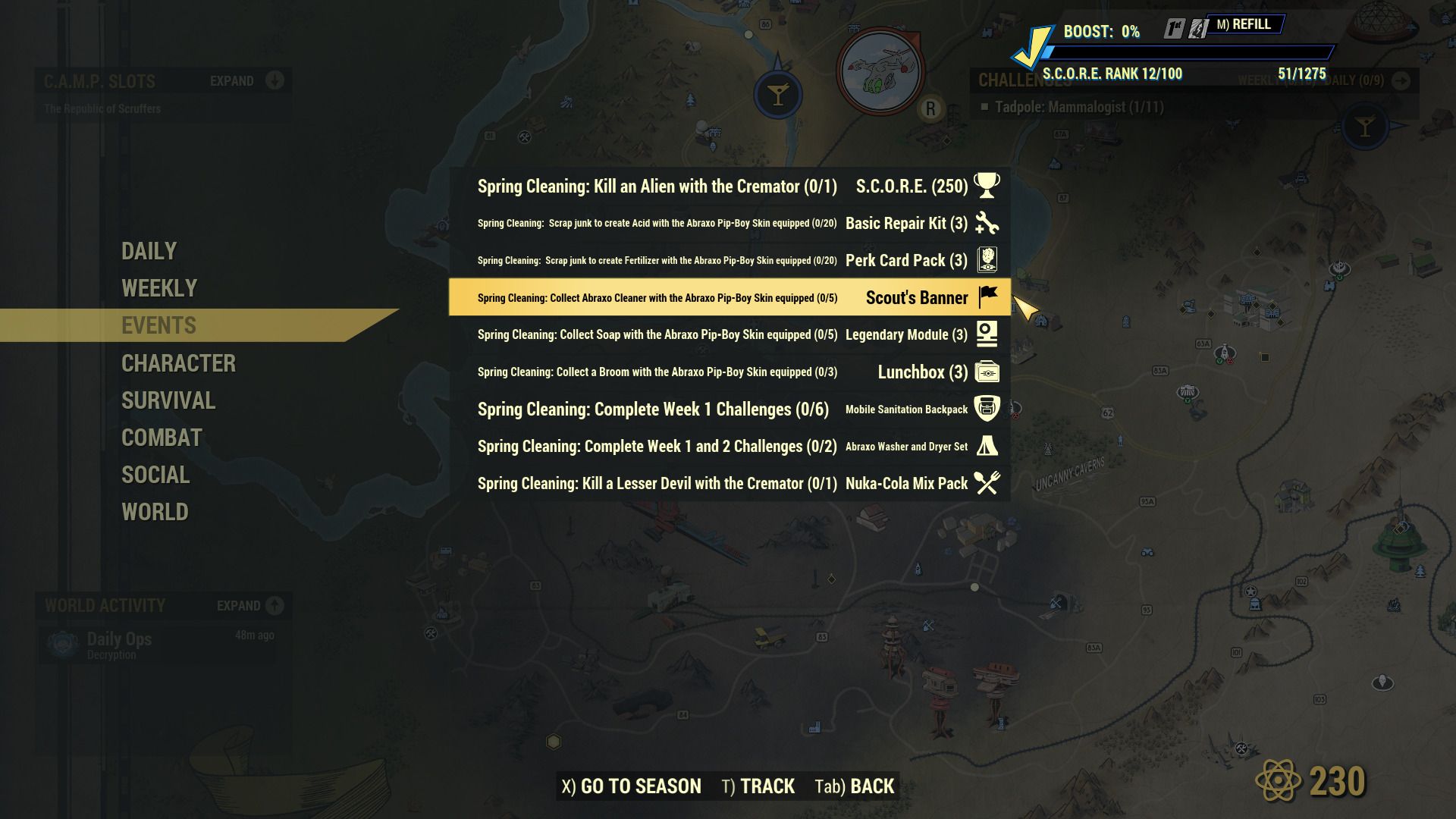 Image of spring cleaning challenges in Fallout 76