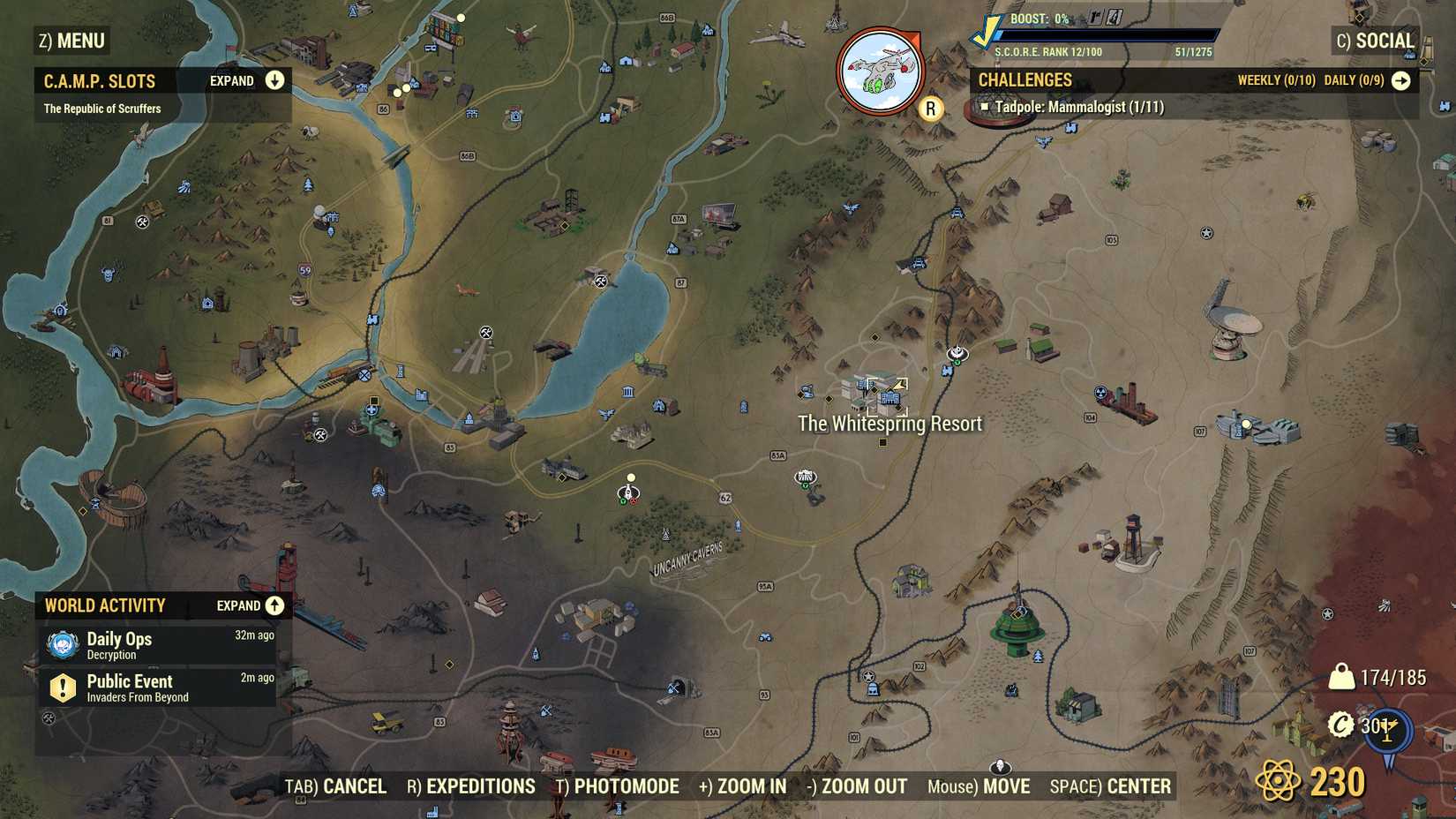 Image of the whitespring resort on the map in Fallout 76