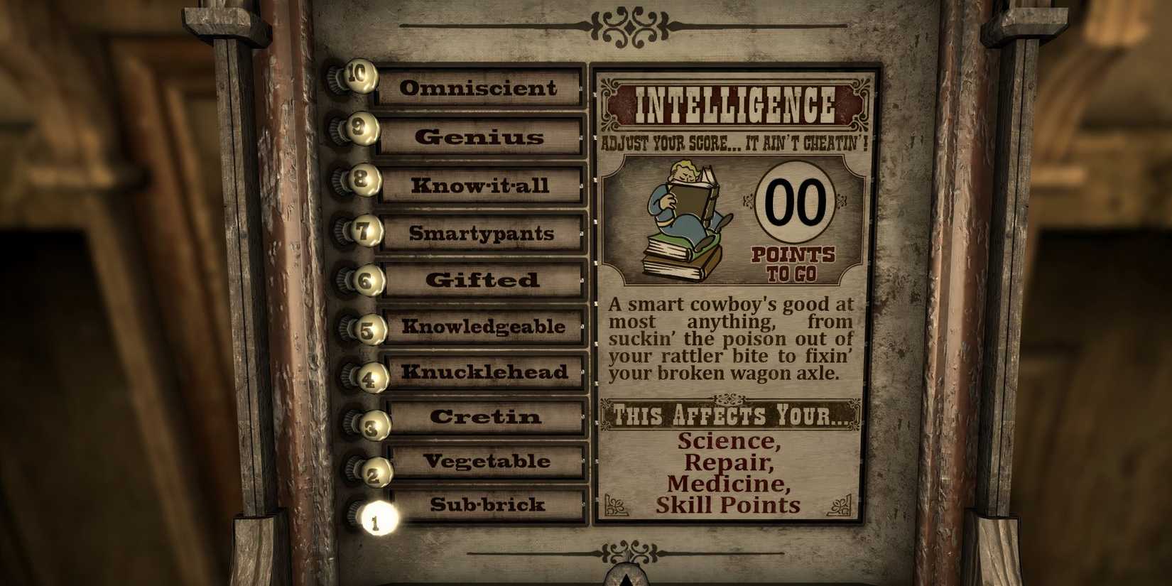 fallout new vegas  low intelligence character creator