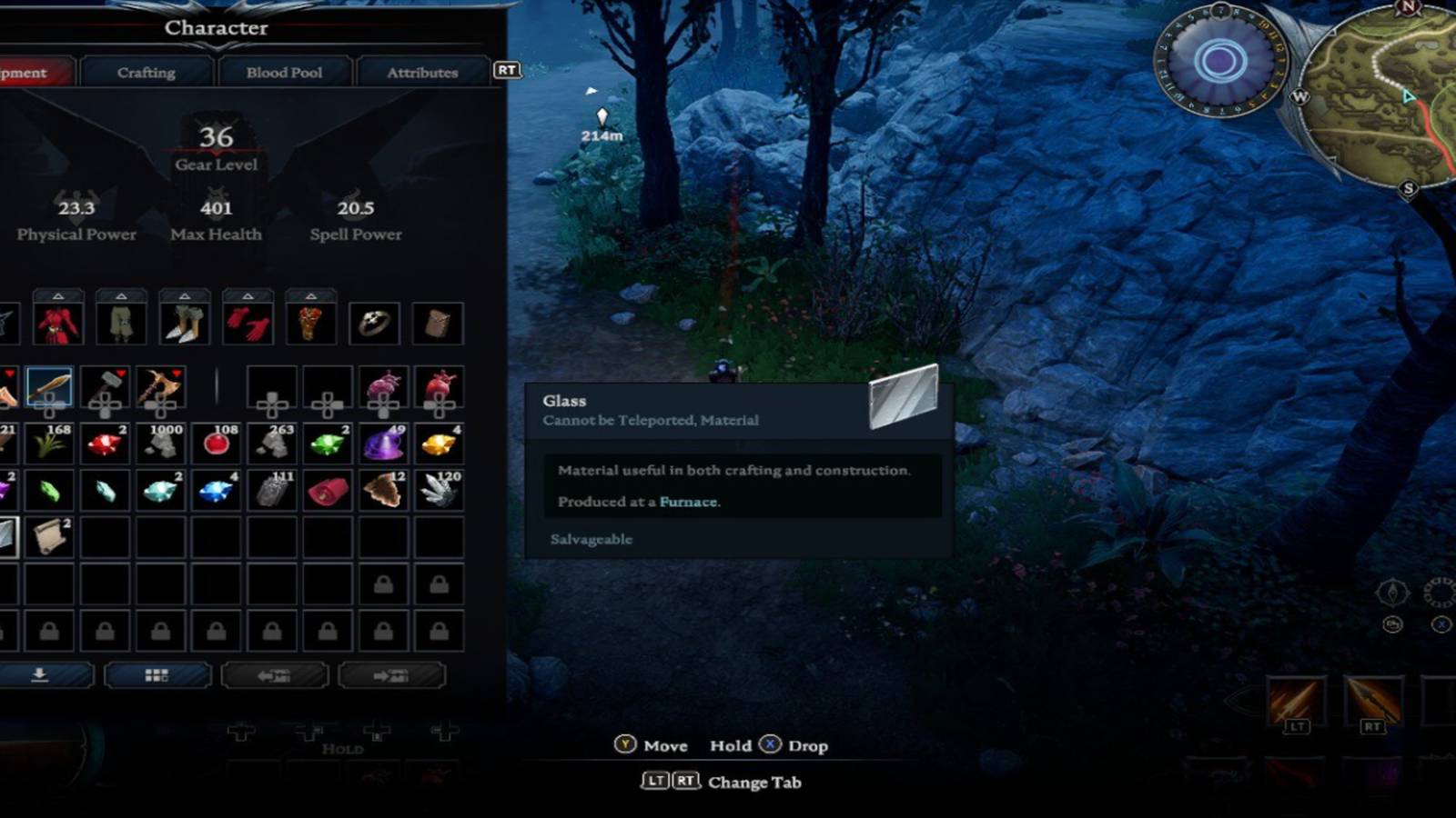 Farming Glass at the Quartz Quarry located at the Dunley Farmlands region in V Rising