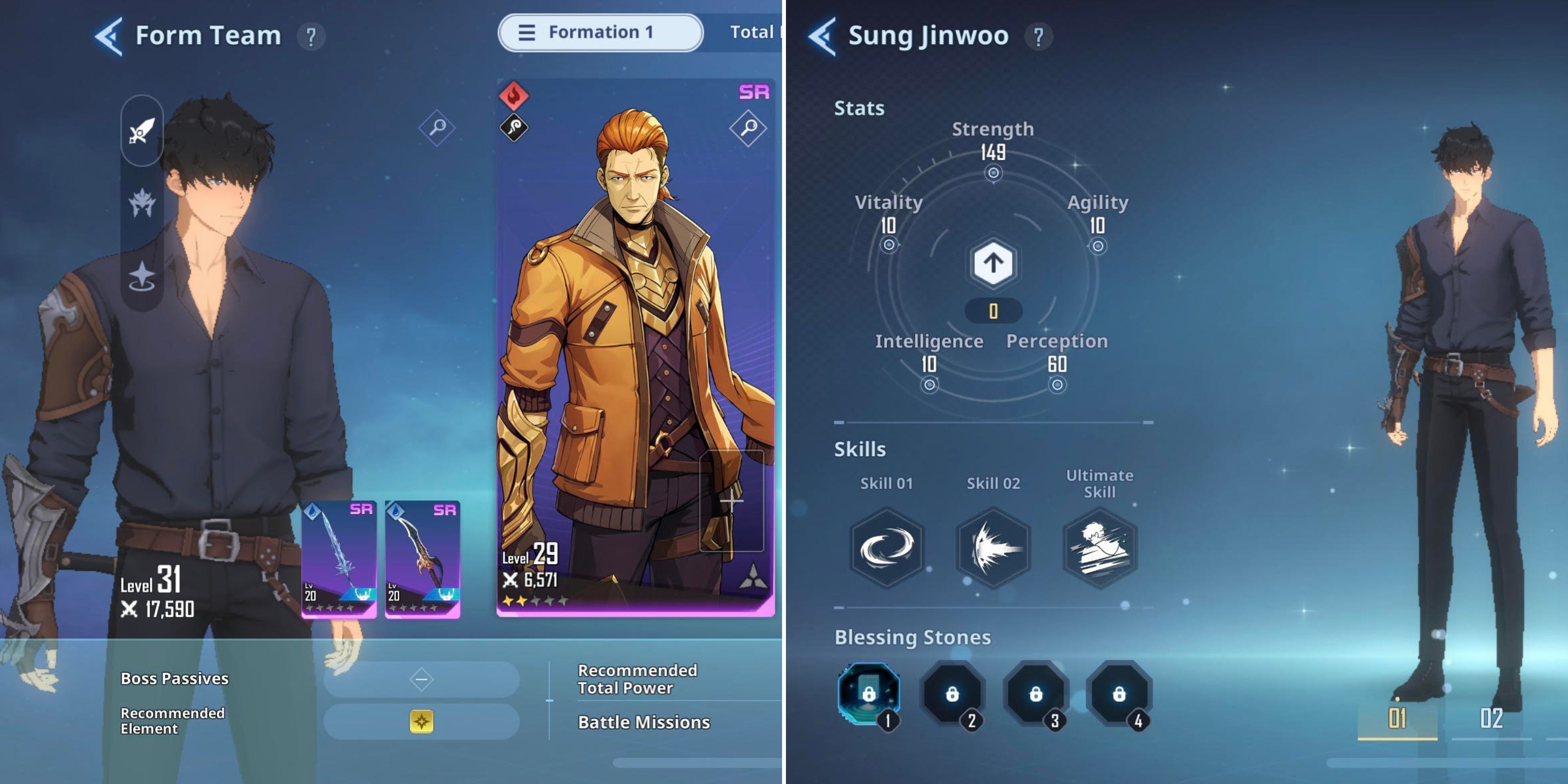 The Player's Power & Sung Jinwoo's Stats