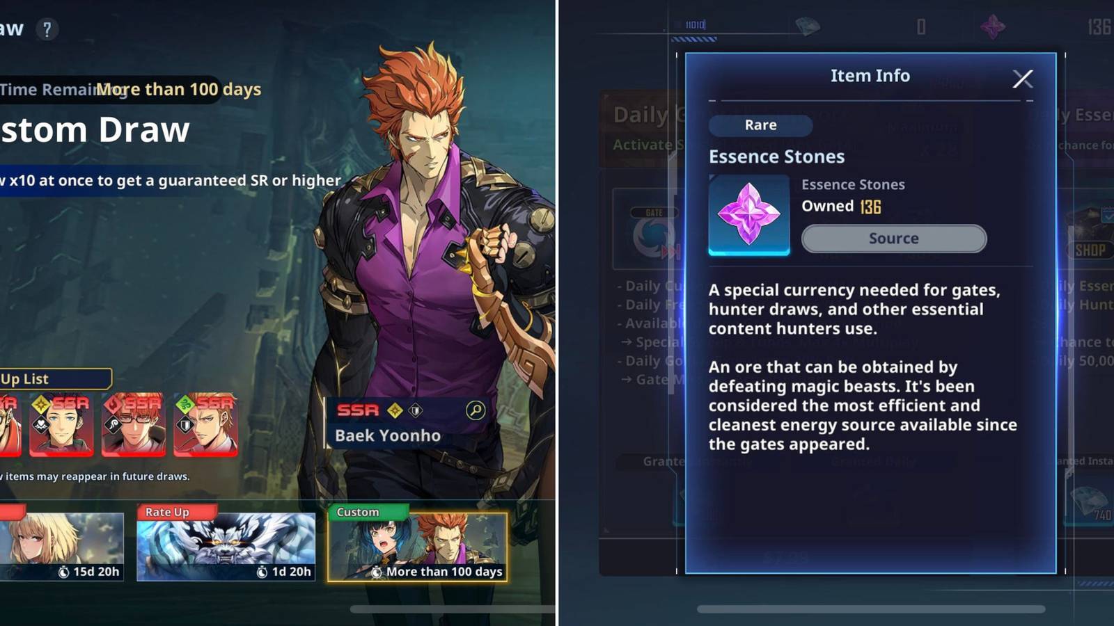 The Custom Draws Menu & The Essence Stone Item Info 