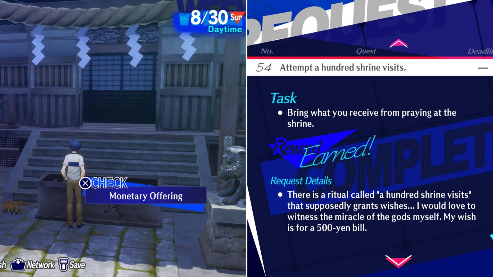 The Player Visiting The Shrinee & Request 54