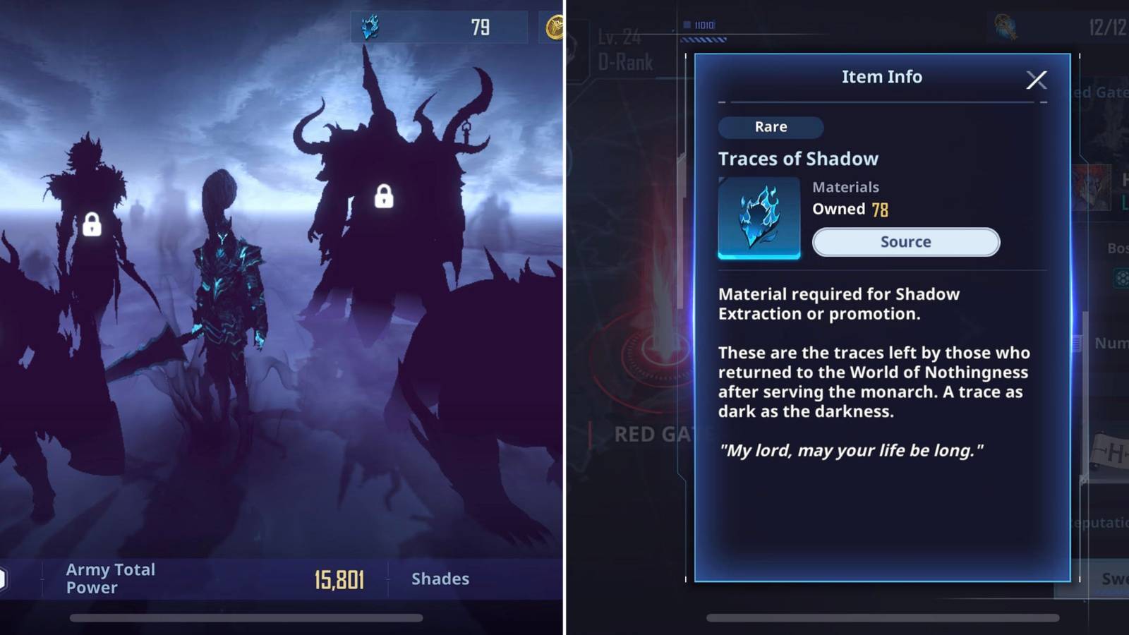 The Army Of Shadow & Traces Of Shadow Item