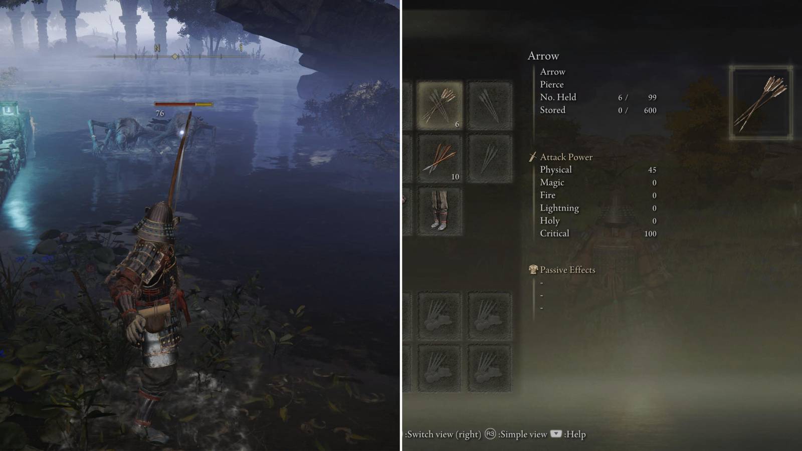 The Player Using A Bow & Arrows In The Player's Inventory 