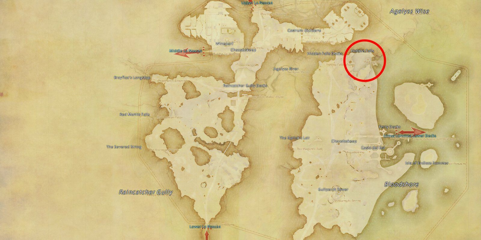 final fantasy 14 map eastern la noscea hidden falls salter