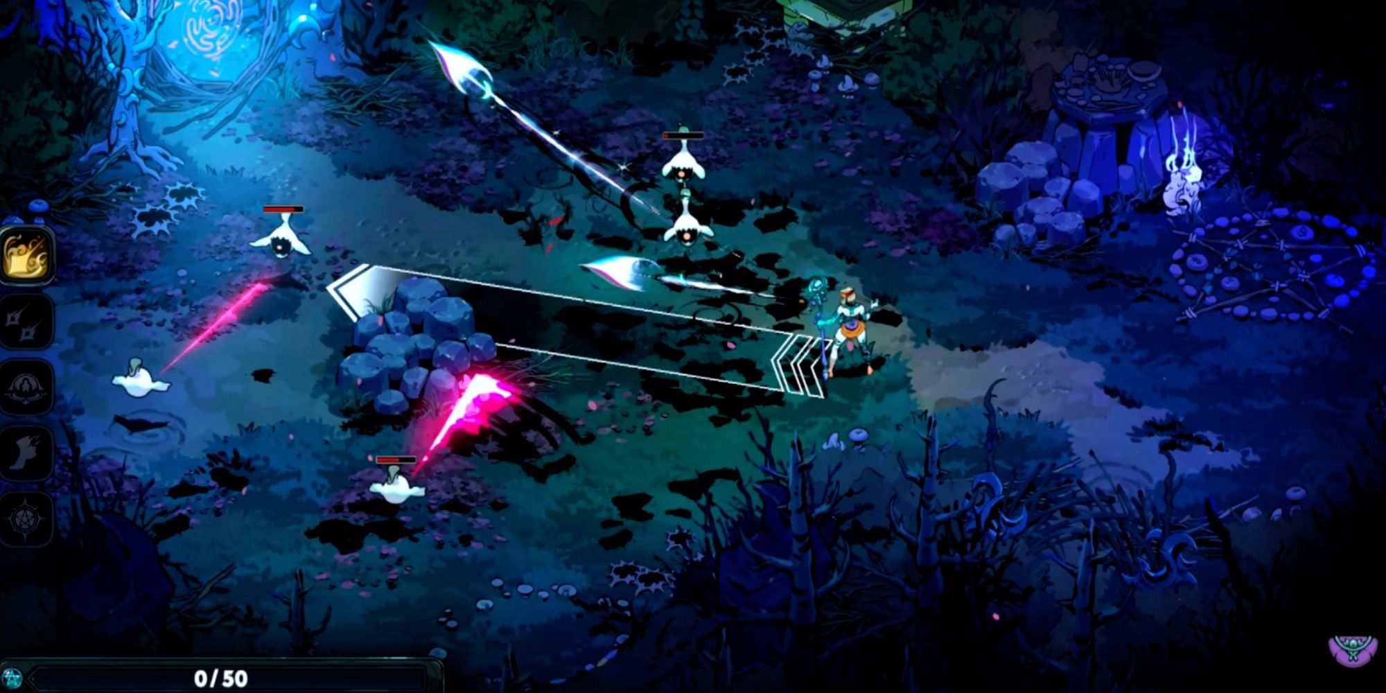 Fighting enemies with Witch’s Staff weapon in Hades 2