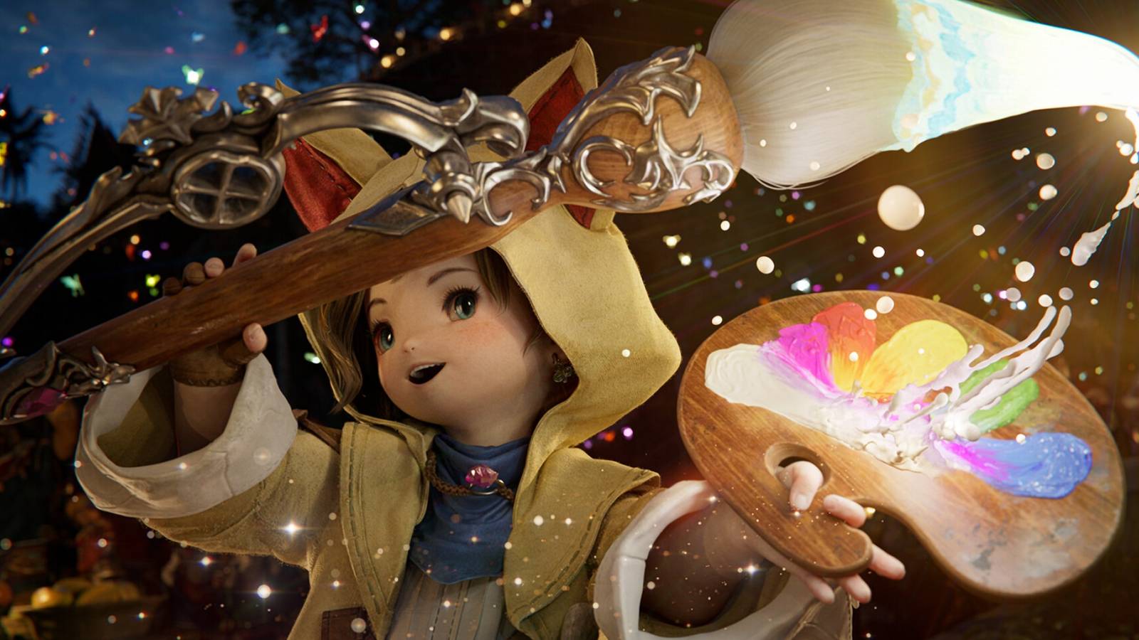 krile from the ffxiv dawntrail cinematic as a pictomancer