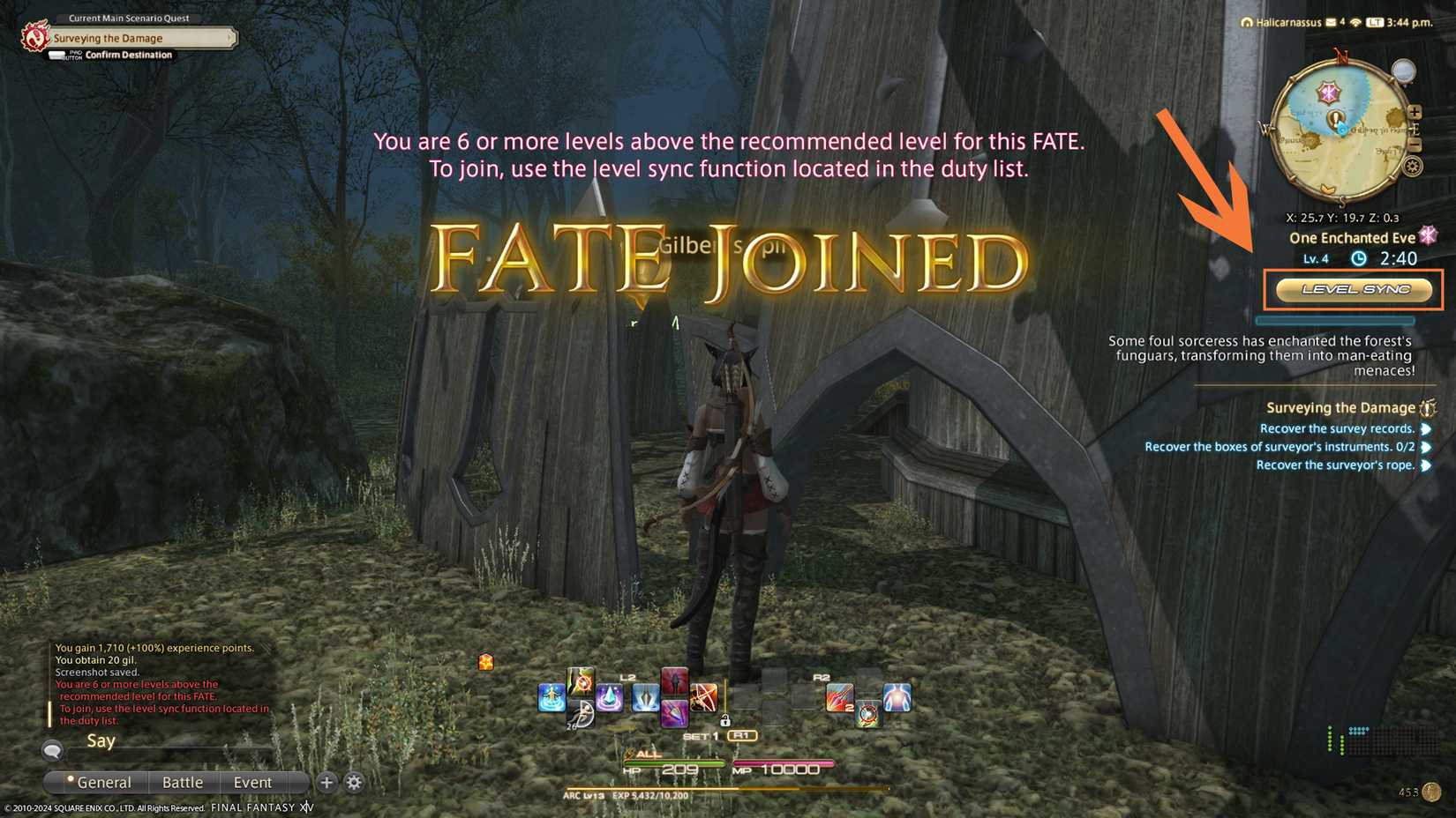 final fantasy 14 fate level sync