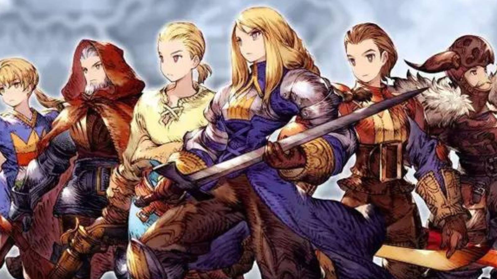 Key art showing different characters as various Jobs from Final Fantasy Tactics.