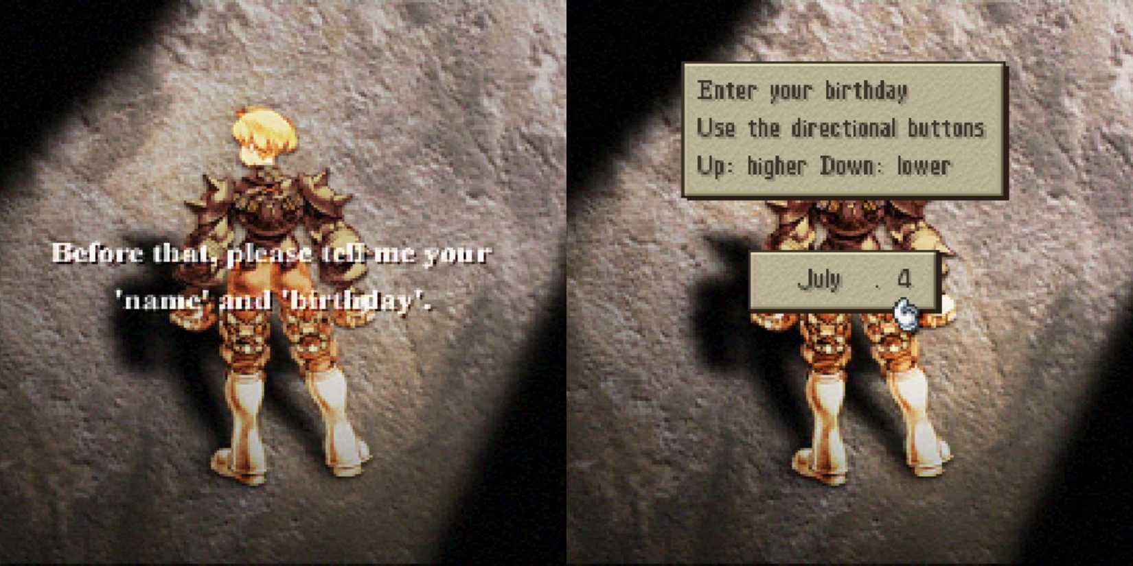 Final Fantasy Tactics Birthday Input
