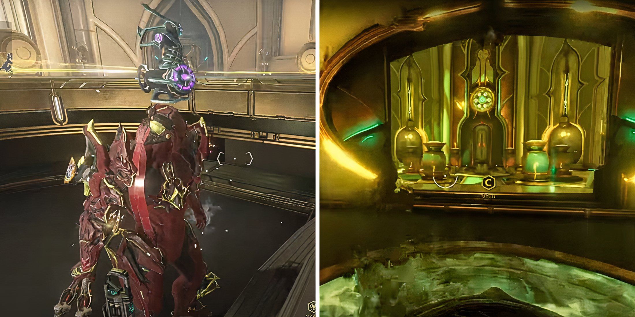 The Warframe character is fighting through the vaults to find the Blood Rush Mod.