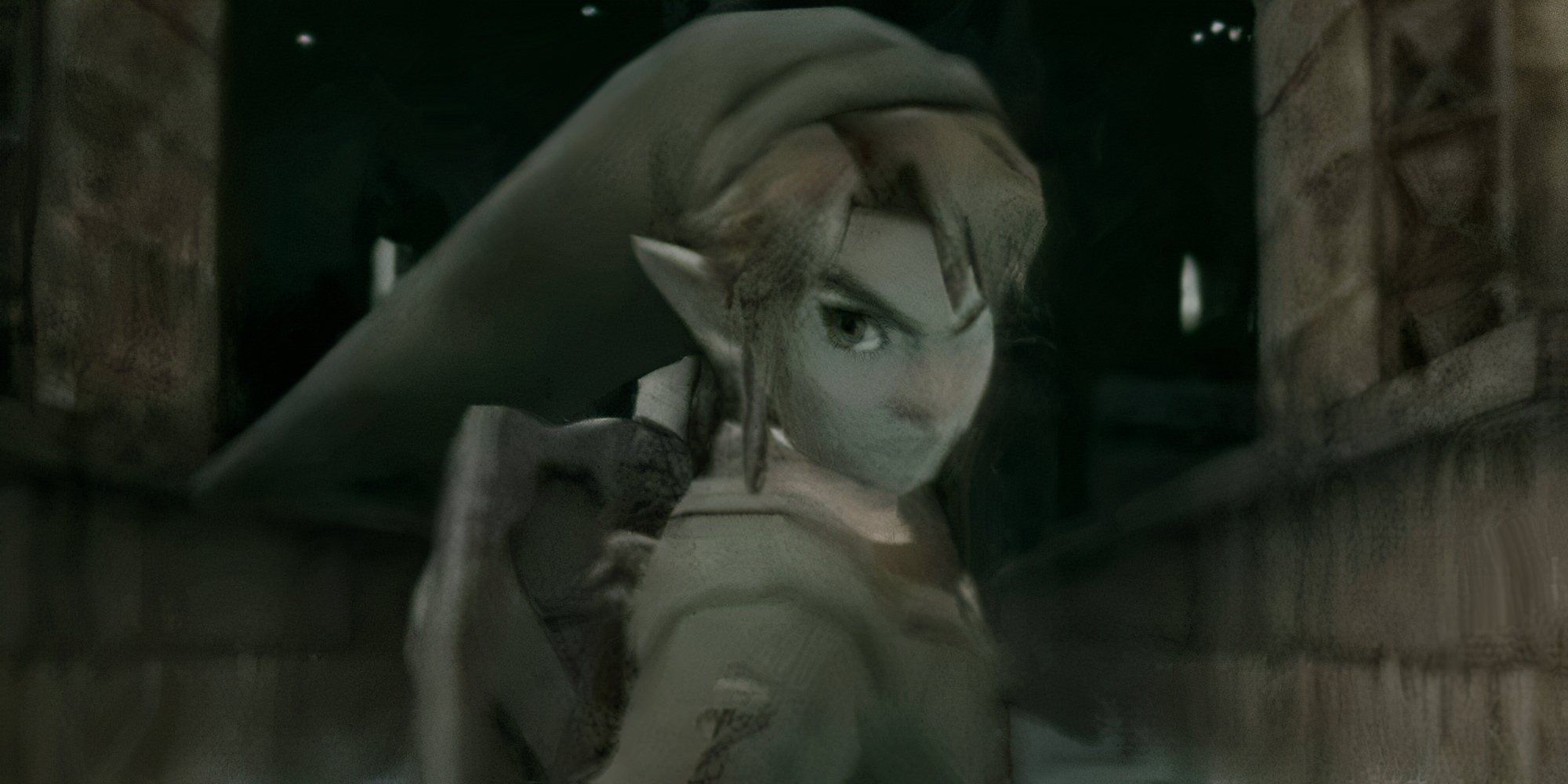 Footage of Link storing his sword at the end of Twilight Princess' E3 2004 trailer.