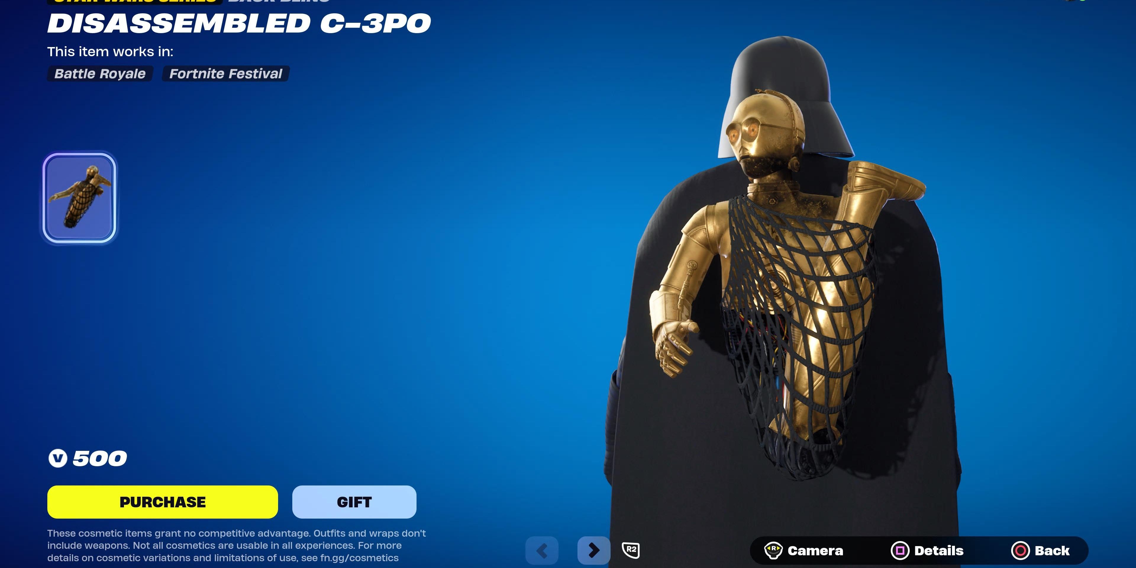 disassembled c3po back bling