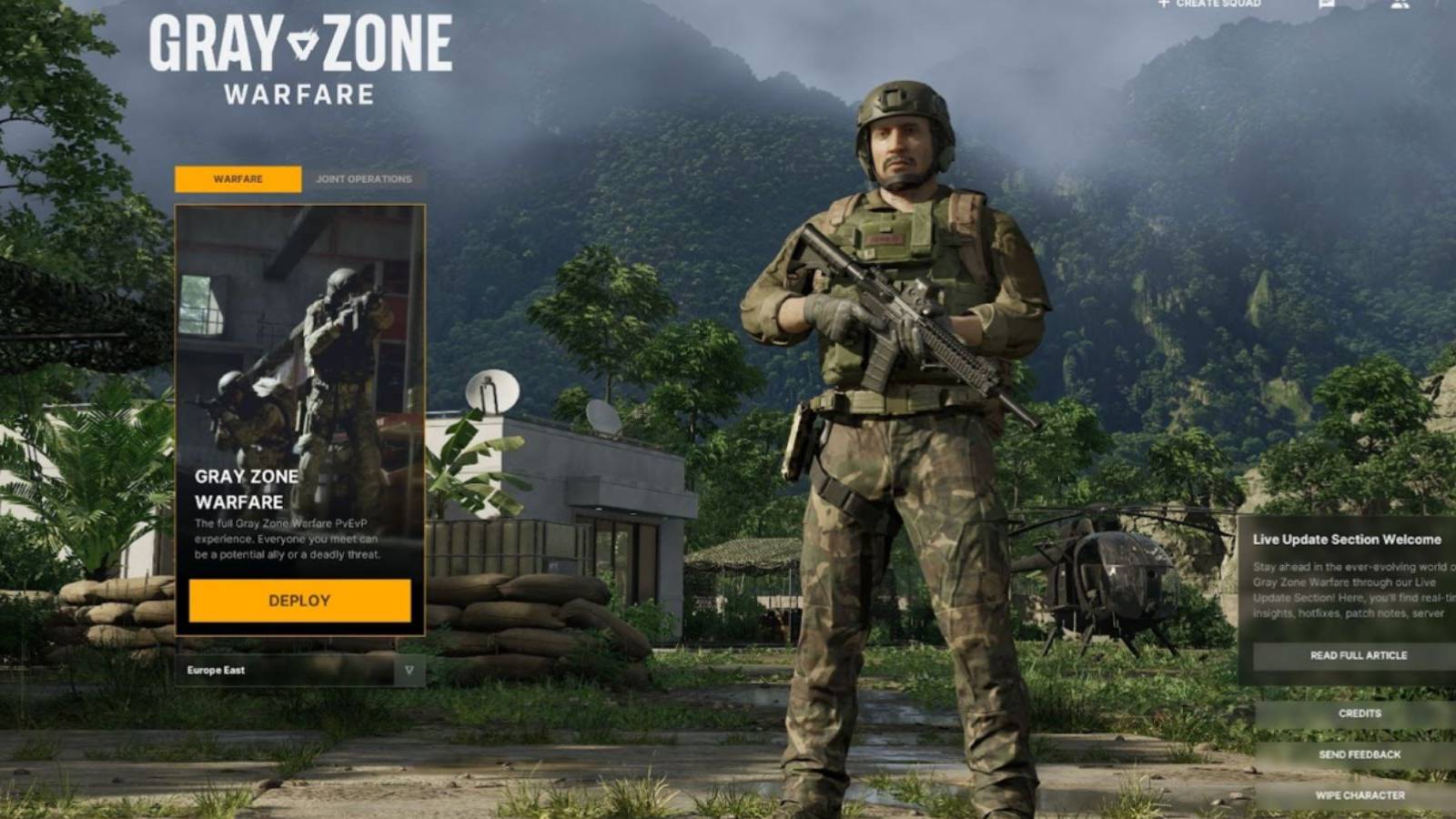 Grey Zone Warfare main menu
