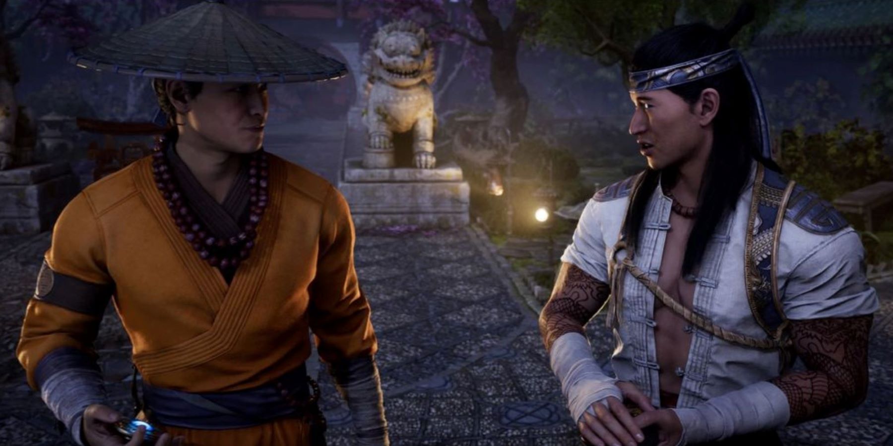 mortal kombat 1 story cutscene showing liu kang talking to raiden