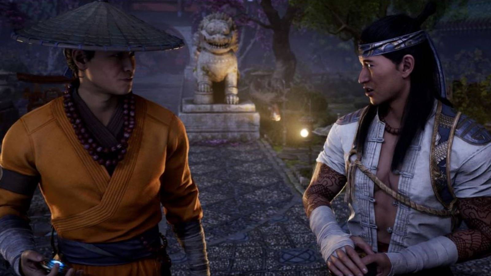 mortal kombat 1 story cutscene showing liu kang talking to raiden