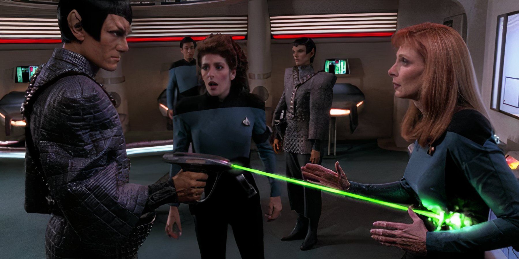 Gates McFadden Marina Sirtis and John DeMita in Star Trek- The Next Generation Timescape