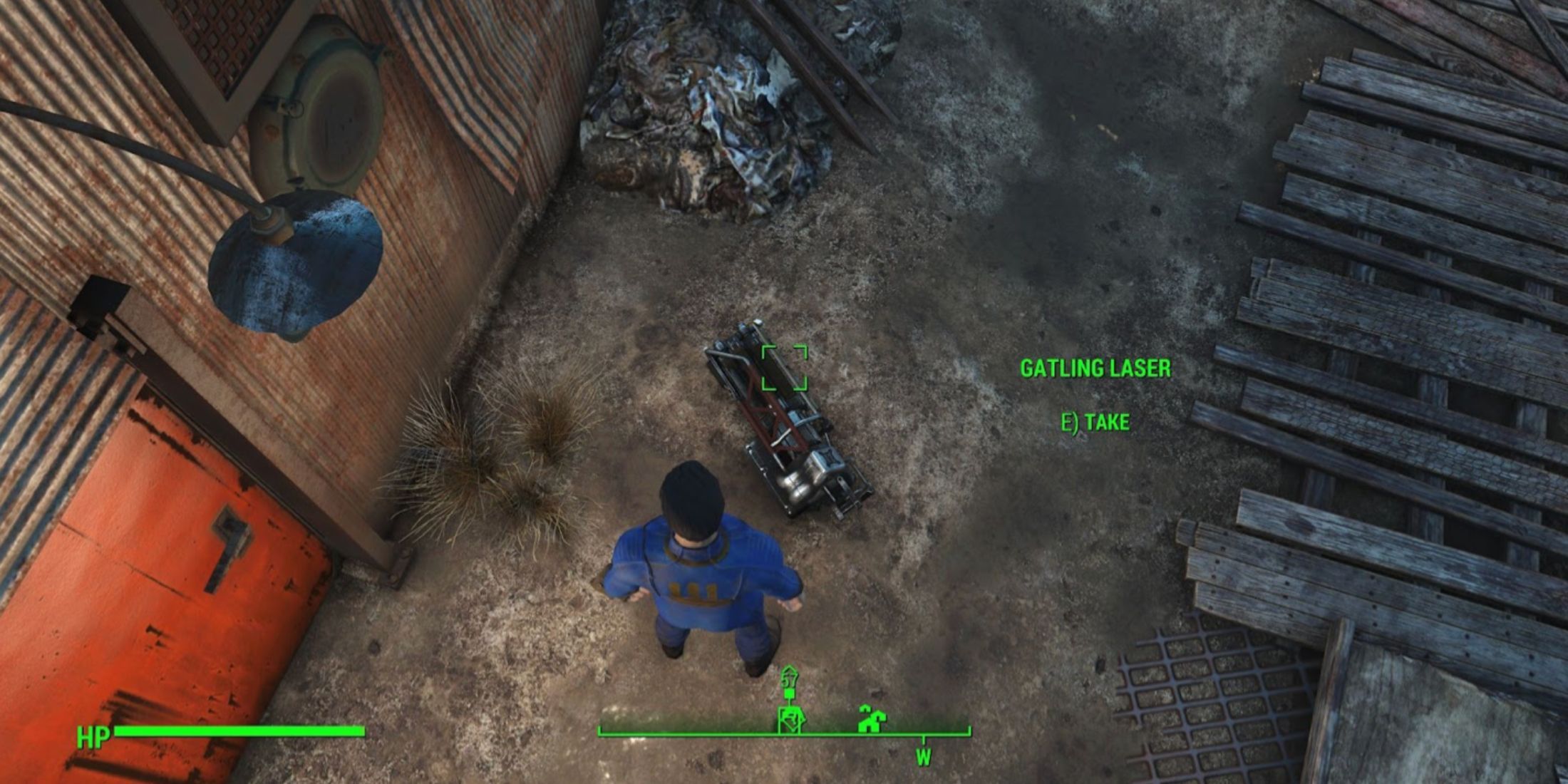 The Sole Survivor finds a Gatling Laser in Fallout 4