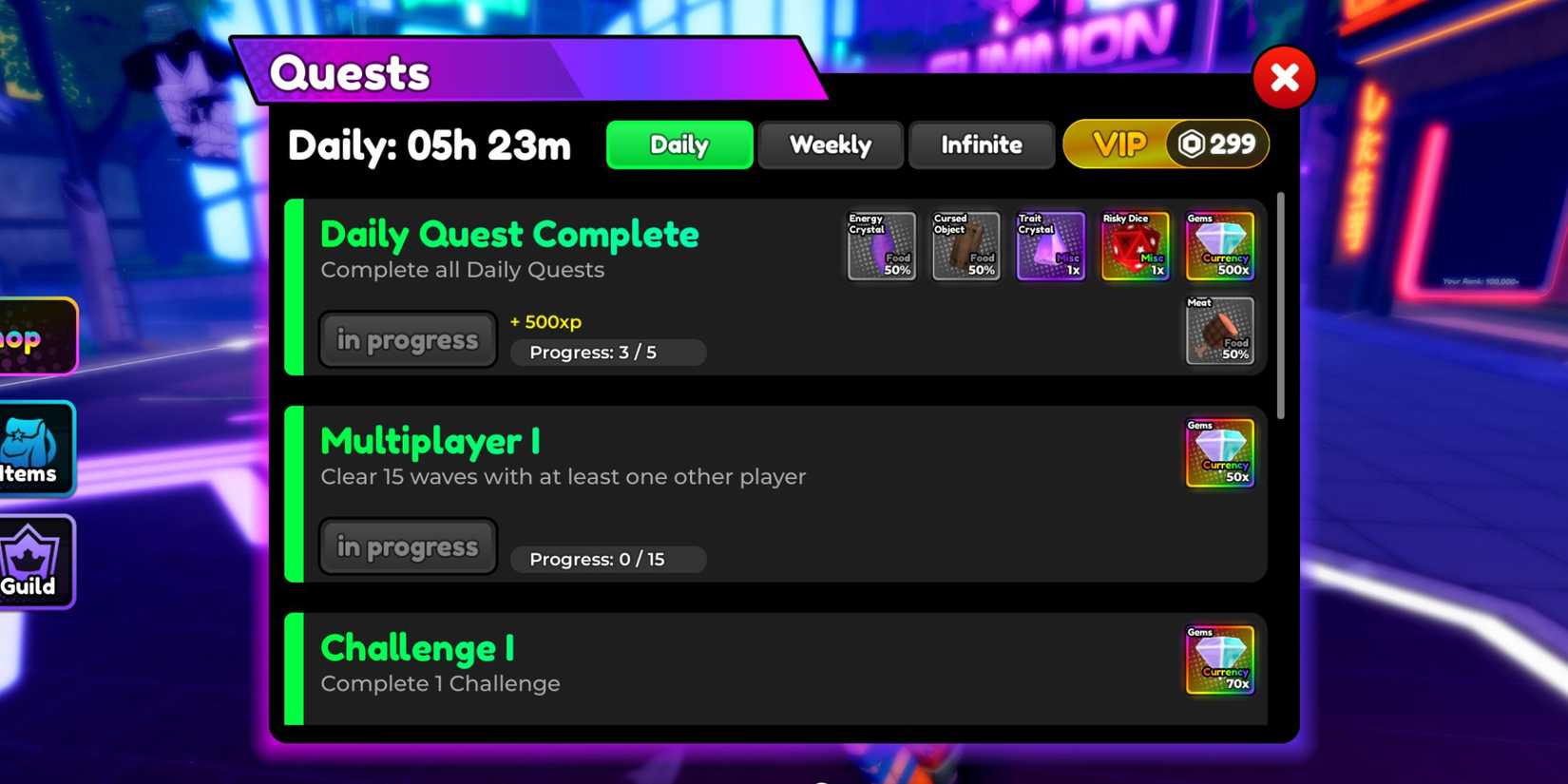 Quests in Anime Defenders