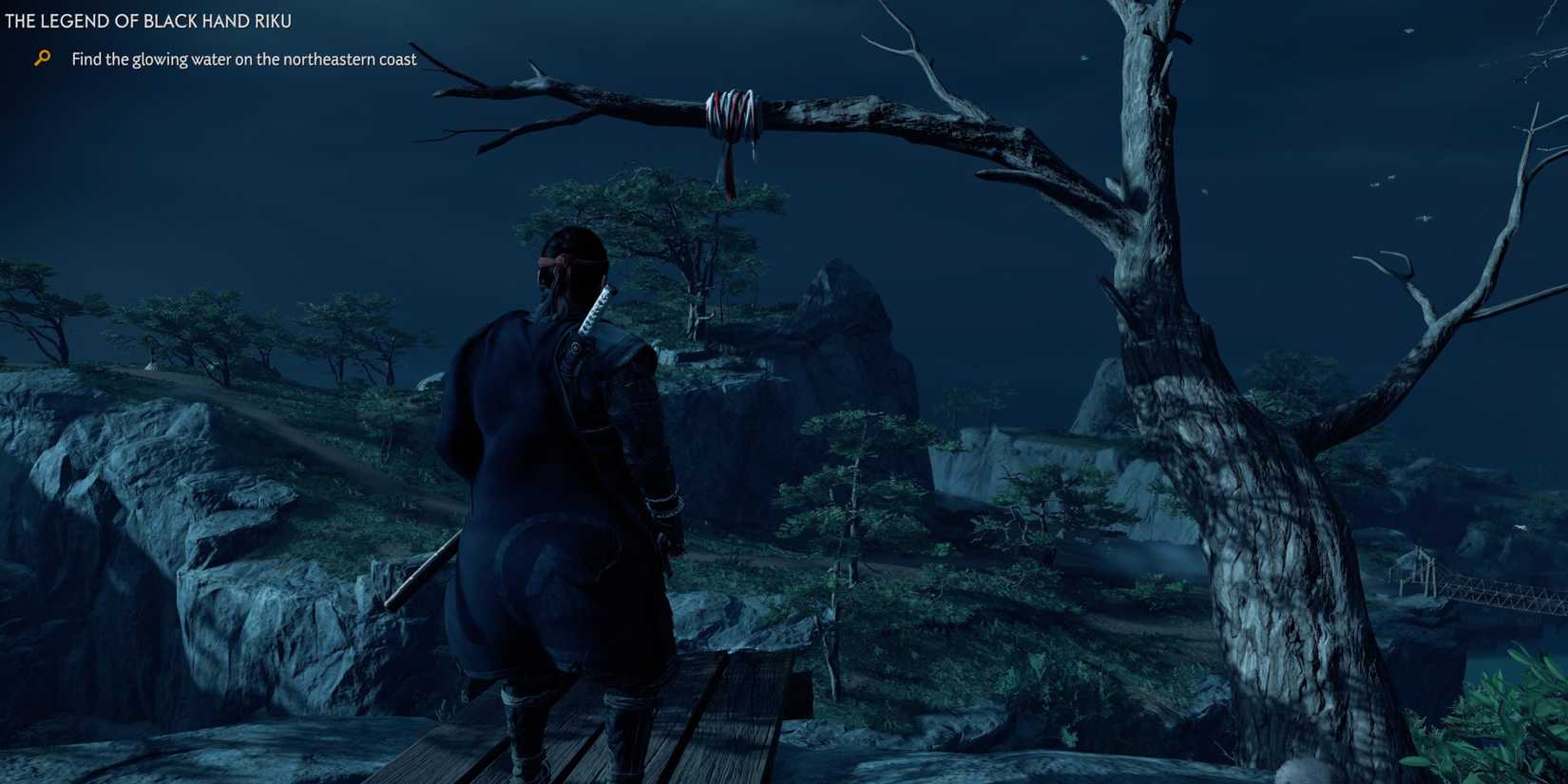 Ghost of Tsushima The ramp and grapple hook for the glowing water
