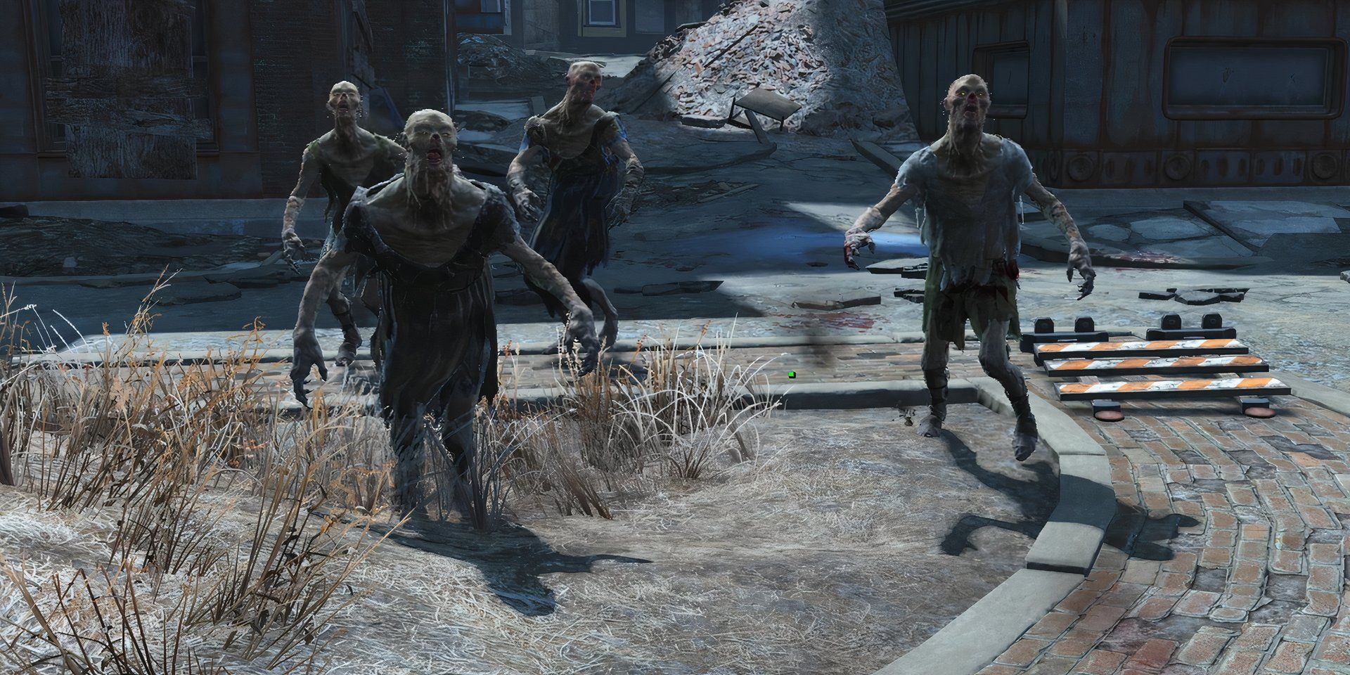 Four Ghouls running toward the Sole Survivor in Fallout 4