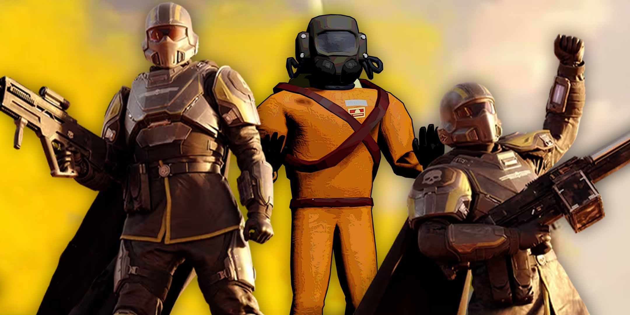 Characters from Helldivers 2 and Lethal Company
